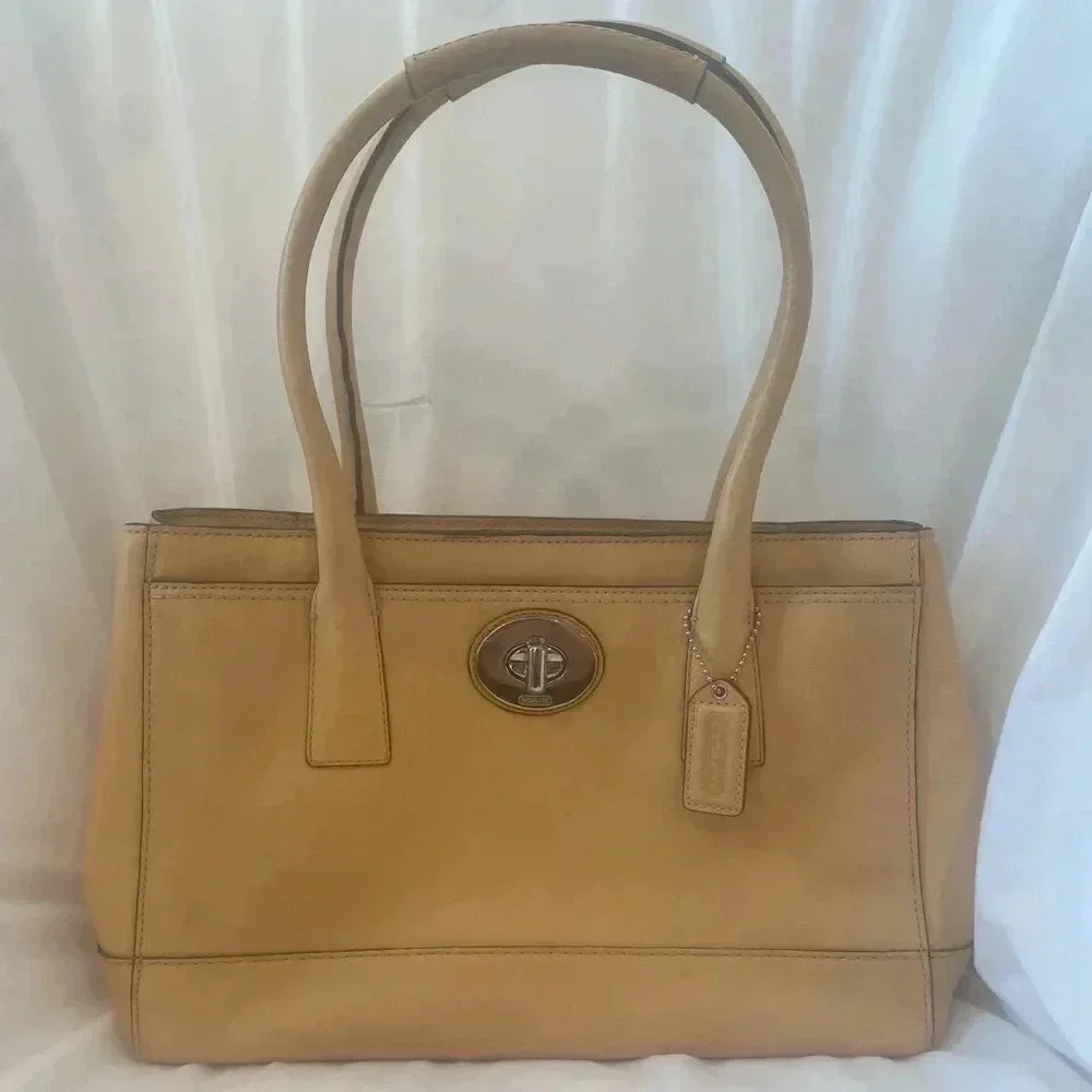Vtg Coach Classic Madeline Tote Satchel Handbag Butterscotch Turn Lock EUC